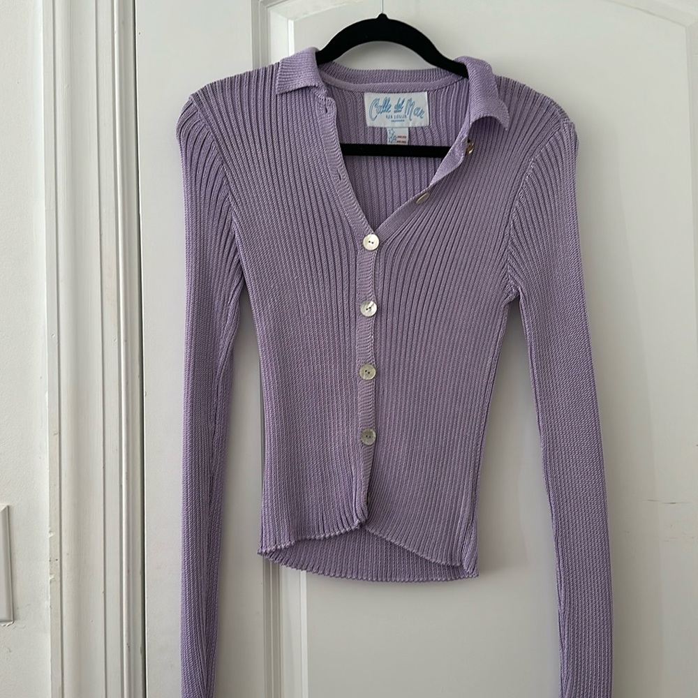 Calle Del Mar (Aza Ziegler) Purple Long Sleeve Cardigan